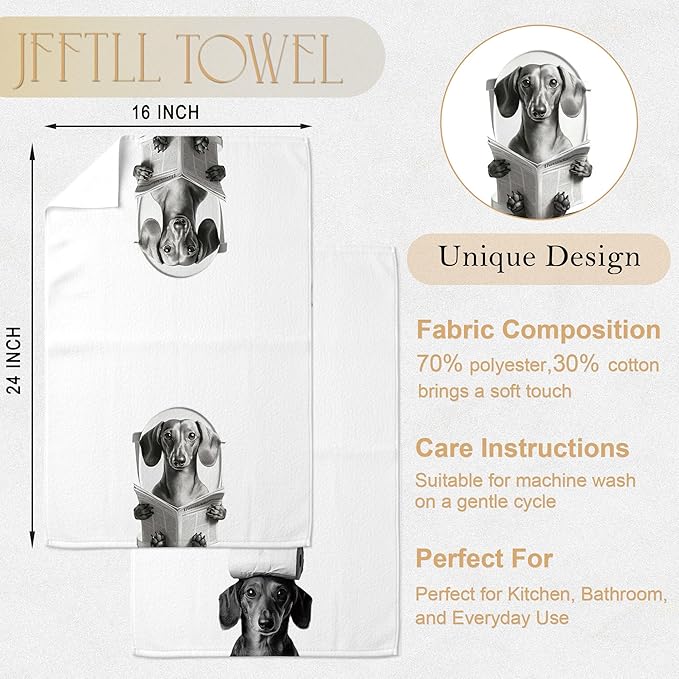 Dachshund Gifts Bathroom Hand Towels, Weiner Dog Gifts for Women Hand Towels for Bathroom, Gifts for Dachshund Lovers, Weiner Dog Decor, 16x24 Inch Set of 2(Upgraded Fabric)