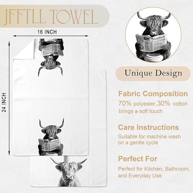 Cow Bathroom Decorative Towels - Cow Gifts Hand Towel, Funny Cows Decorative Hand Towels for Bathroom, 16x24 Inch Set of 2(Upgraded Fabric)