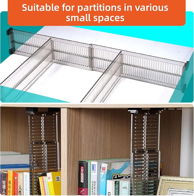 Adjustable Drawer Dividers for Clothes - 2 set Transparent Dresser Organizers, Shallow Drawer Dividers for Clothes, Kitchen, Office, Bathroom Storage