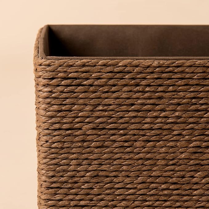LA JOLIE MUSE Bathroom Basket Organizers, Paper Rope Storage, Brown 4 Pack