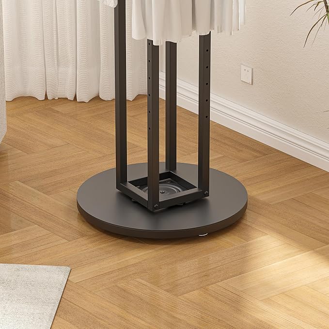 360° Black Rotating Coat Rack, Heavy Duty Metal Garment Rack Height-adjustable, Suitable for Both Adults and Children, Freestanding Clothing Rack for Hanging Clothes, for Bedroom, Retail Store