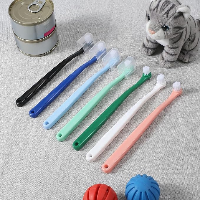 7 Pack Small Cat Tooth Brush, Pet Toothbrush Mini Head Soft Bristles Dogs Cats Toothbrush Deep Clean Kit for Sensitive Puppy, Kitten, Cat Dental Care, Portable Travel Friendly and Easy to Use