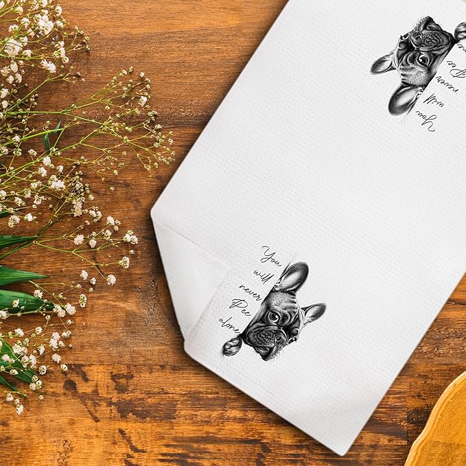 French Bulldog Hand Towels for Bathroom, Frenchie Bathroom Decor, Frenchie Gifts for Women Men, Funny French Bulldog Decorative Hand Towels for Washroom Restroom, 16x24 Inch
