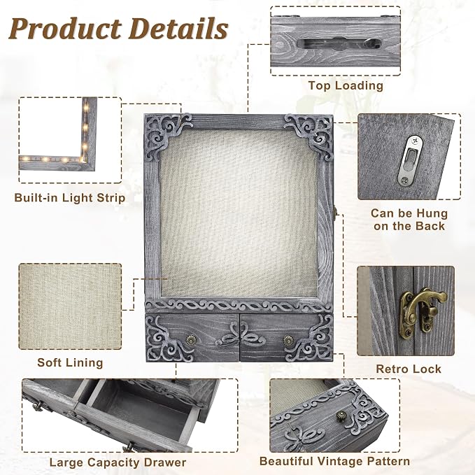11x16 Pet Memorial Shadow Box Frame with Shelves, Grey
