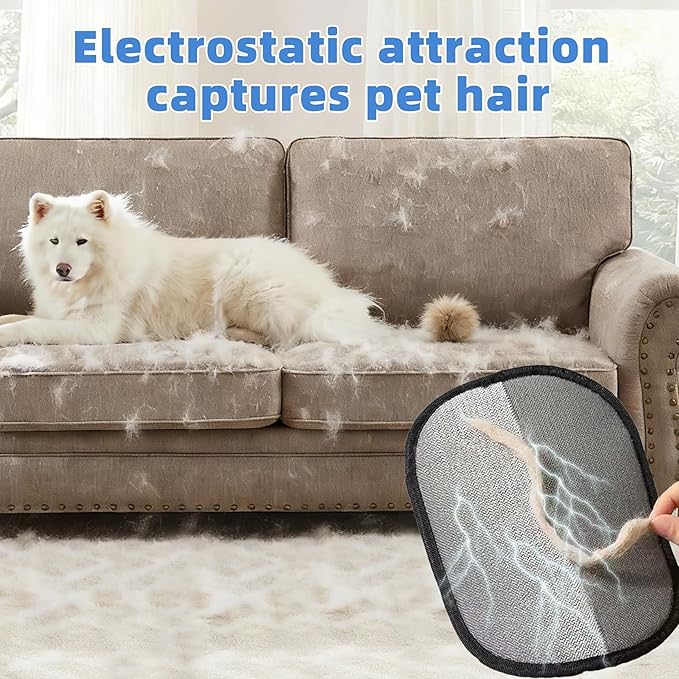 3pcs Pet Hair Removal Gloves for Dogs & Cats (2 Gloves + 1 Lint Scraper) | Electrostatic Magic Brush Clothes, Sofa, Carpets, Couch & Car Mats | Reuseable | Thickened | Newly Upgraded Model