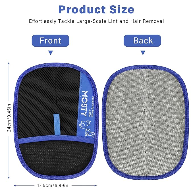 Electrostatic-Pet-Hair-Remover-Glove 2PC, Double-Sided Static Cleaning Mitt for Furniture, Carpet, Clothing & Car Seats - Reusable Fur Removal Tool & Gentle Grooming Glove for Dogs & Cats
