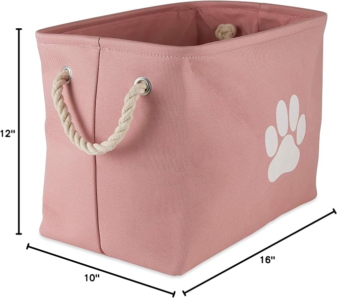 Bone Dry Pet Storage Collection Collapsible Bin, Rose, Medium Rectangle