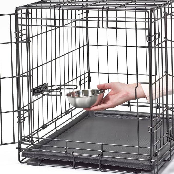 MidWest Homes for Pets XS Double Door iCrate Starter Kit, 22-inch Dog Crate Bundle for Extra-Small Dogs, Includes Cage, Pet Bed, 2 Bowls and Privacy Cover
