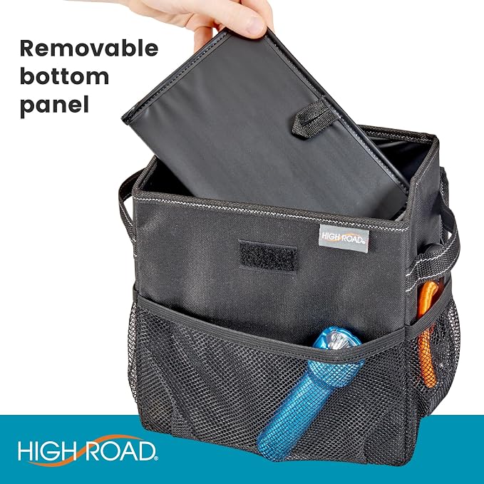 Carganizer Small Car Storage Bin with Lid for Trunk, Front Seat or Backseat | Multipurpose Compact Car Organizer Holds Driving Essentials, Cleaning Supplies, Emergency Items and Pet Needs