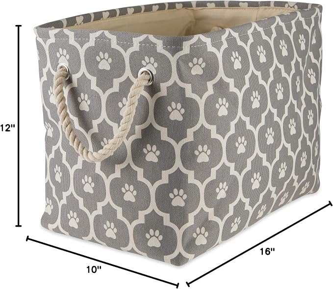 Bone Dry Pet Storage Collection Lattice Paw Print, Medium Rectangle, Gray (Pack of 2)