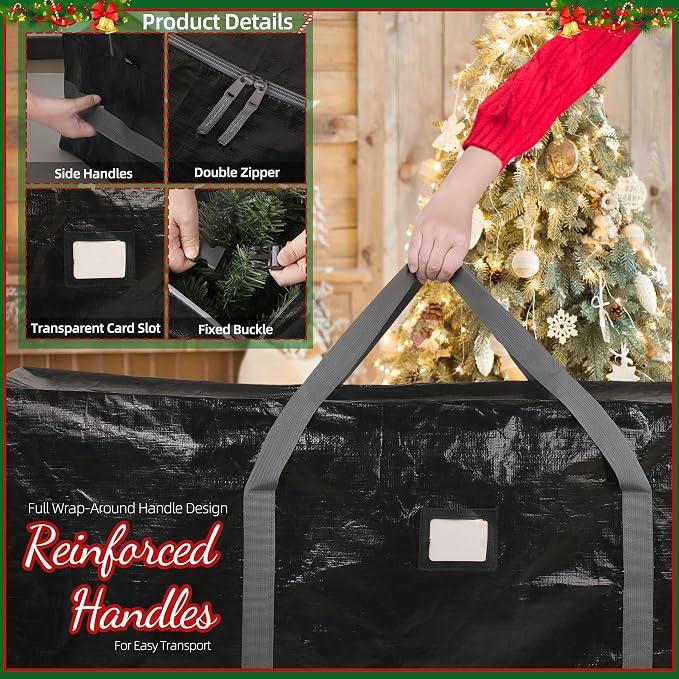 Large Christmas Tree Storage Bag Heavy Duty 9 Ft (Black) | Protects From Moisture & Dust, Holiday Storage, Alternative To Tree Storage Box