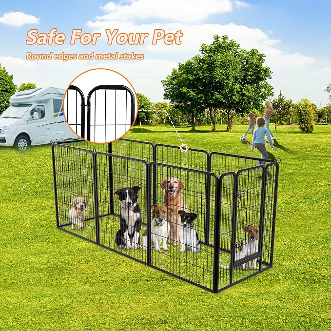 8-Panel Dog Playpen - 40" Height, Indoor/Outdoor, Small to Large Dogs, Puppy Kennel