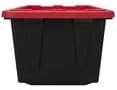 27 Gallon Heavy Duty Storage Bin with Snap Lock Lid, Large Plastic Storage Container Organizer for Garage, Basement (Black/Red)