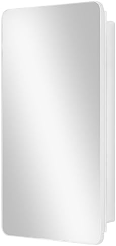 White 16 x 28 Wall Medicine Cabinet, Mirror with Adjustable Storage Shelves | White Bathroom Wall Cabinet with 3 Adjustable Plastic Shelves, Reversible Mirror Door & Hardware; Recessed/Surface Mounting