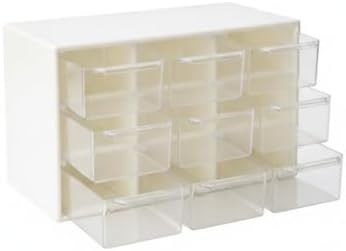 Desktop & Drawer Organizer for Small Items, 9-Compartment Clear PET Storage Caddy with Sliding Drawers (White)