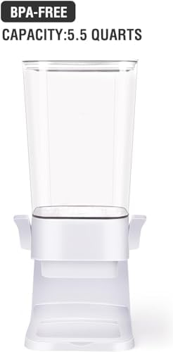 Cereal Dispenser Countertop 3pcs,5.5L Cereal Containers Storage Dispenser for Pantry,Dry Food Storage Rice Containers,Candy Dispenser,Snack Organizer Machine for Grains, Nuts,Oatmeal, Pet Food White