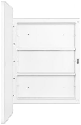 White 16x24 Bath Medicine Cabinet, Mirror Door, Recessed/Surface Wall Mount | White Mirrored Medicine Cabinet with Two Adjustable Plastic Shelves, Reversible Opening And Hardware; Arrives Pre-Assembled