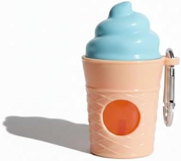 Ice Cream Dog Bag Dispenser | One Clip Doggie Poop Bag Holder | Bags Waste Container for Leash for Small Medium Large All Size Dogs | Cute and Fun Design | 15 Bags Included | Blue Color