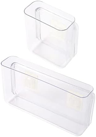 2pcs Pet Material Wall-mounted Storage Boxes Closet Organizers Remote-control Unit Container Storage Bins for Living Room Bedroom Office