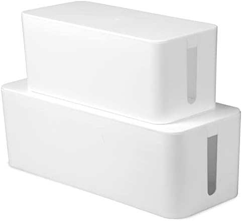 Iron Forge Cable Cable Management Box, 2 Pack - White, Hook & Loop Keepers