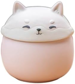 Airtight Tea Container Shiba Inu Ceramic Ornaments, Coarse Pottery Jars, Cute Pet Tea Cans, Moisture-proof Sealed Storage Ceramic Tea Caddy(B)