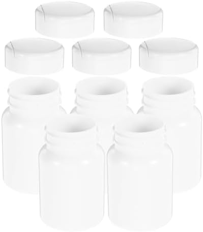 5pcs 80cc Plastic Medicine Pill Bottles with Screw Caps, White Small Pill Organizers for Capsule Powder Tablet Storage, Portable Medication Bottle Containers for Travel and Daily