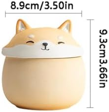 Airtight Tea Container Shiba Inu Ceramic Ornaments, Coarse Pottery Jars, Cute Pet Tea Cans, Moisture-proof Sealed Storage Ceramic Tea Caddy(C)