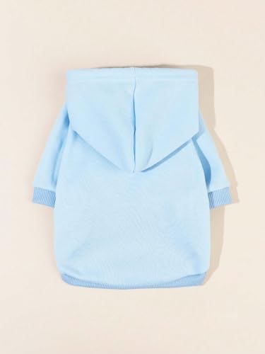 QWINEE Basic Dog Hoodie Sweatshirt Puppy Sweater Warm Cat Costumes Pet Clothes for Chihuahua Puppy Kitten Small Medium Dogs Light Blue XX-Small