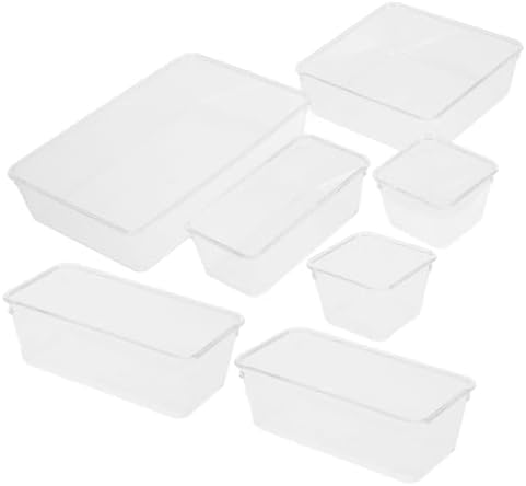 KICHOUSE 7pcs Plastic Drawer Storage Box under Desk Organizer Shallow Drawer Organizers Pet Material Easy Cleaning