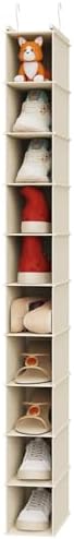 MAX Houser 10-Shelf Hanging Shoe Shelf Organizer, Hanging Shoe Storage for Closet (Beige) (Pack of 2)