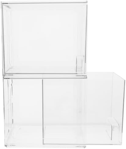 SECFOU Makeup Organizer Box Stylish and Simple Design 2 Pcs with Drawers Large Storage Capacity Cosmetic Storage Container Easy to Pet Material for Desktop Use