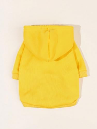 QWINEE Basic Dog Hoodie Sweatshirt Puppy Sweater Warm Cat Costumes Pet Clothes for Chihuahua Puppy Kitten Small Medium Dogs Yellow Large