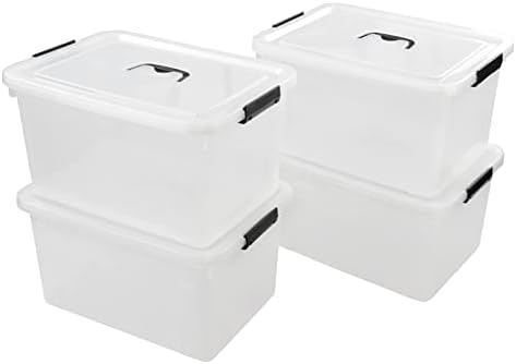 4-Pack 17.5 Quart Clear Storage Box, Plastic Storage Bins with Lids