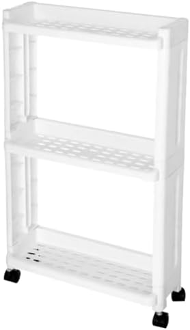Gap Storage Tower 3-Tier PP Slide out Rack for Narrow Spaces | Movable White Design, Home or Kitchen Use, Bath and PET Supply Organizer, Practical Slim Cupboard Solution