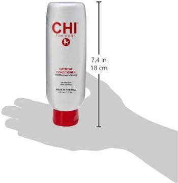 CHI for Dogs Oatmeal Dog Conditioner, pH Balanced Moisturizer for Dry Skin, Sulfate and Paraben Free, Ionic Technology Detangling for Smooth Coat, Dogs and Puppies 8 Weeks+, Made in the USA, 6 Fl Oz