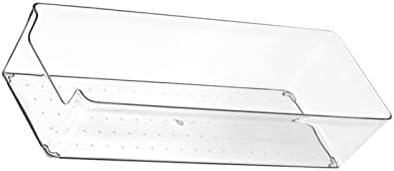 Acouto Drawer Storage Trays Transparent Plastic Drawer Storage Divid Box for Kitchen Large Rectangle Clear Box – PET Material, Stackable, Dividers, Fits Standard Drawers (14.5 X .5 X (Large