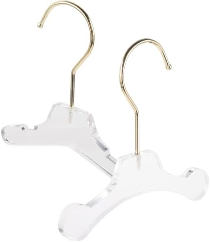 2pcs Acrylic Pet Clothes Hanger Rack for Dog Puppy Clothes, Mini 10cm | Gold Hook, Square and Curved Head Styles, Handy Organizing for Pet Clothing, Not Easy to Deform