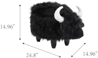 Home 2 Office Harry The Cow Ottoman with Storage for Bedroom Playroom or Recreation Room Decor Soft Animal-Shaped Furniture with Wooden Legs White
