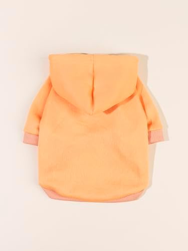 QWINEE Basic Dog Hoodie Sweatshirt Puppy Sweater Warm Cat Costumes Pet Clothes for Chihuahua Puppy Kitten Small Medium Dogs Orange X-Small