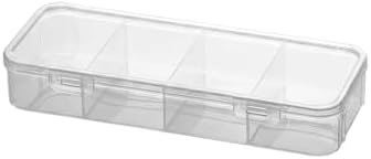 White PET Plastic Drawer Organizer Box with Clear Lid, Compartment Storage for Hardware, Beads & Office Supplies, 10.16 x 3.74 x 1.61 Inches