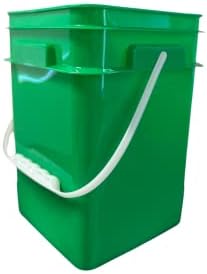 House Naturals 4 Gallon Square Food Grade Plastic Bucket with Lid, Made in USA (Pack of 2) BPA Free (Green)