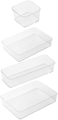 PRETYZOOM 1Set Clear Drawer Organizer Set Versatile Storage for Makeup Office Supplies and Bathroom Essentials Pet Material Stylish Transparent Design Multi