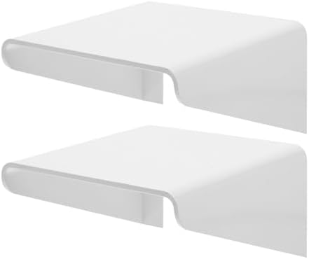 Holibanna 2pcs White Metal Floating Wall Mount Camera Bracket and Monitor Holder Adhesive Small Display Shelf for Home Electronics Storage
