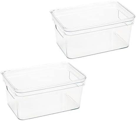 Simplify 2 Pack Small Lidded Storage Bin | Dimensions: 10.24" x 6.7" x 4.72" | Multipurpose Organizer | Great for Home | Bathroom | Office | Kitchen | 2 Handles | Lidded | Home Organization