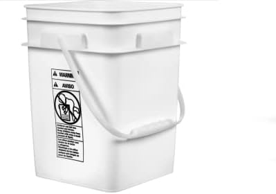 House Naturals 4 Gallon Square Food Grade Plastic Bucket with Lid, Made in USA (Pack of 2) BPA Free (White)