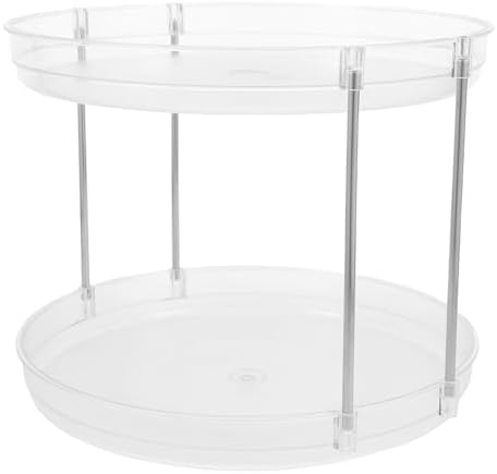 Double Layer Rotating Spice Rack Organizer for Cabinet Storage | Pet Two Tier Design, 360 Degree Smooth Turntable, Easy Cleaning, Multipurpose Use for Refrigerator and Countertop