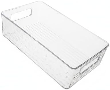 Clear PET Storage Box with Handle & Lid, 10.3 x 6.1 x 3.0 Inch Transparent Organizer for Bathroom Vanity, Desktop, or Shelf (1 Pack)
