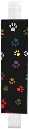 Leather Pen Holder Bookmark for Notebook Deco,Colorful Pet Paw Print Book Mark Elastic Pen Pouch Organizer