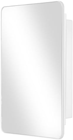 White 16x24 Bath Medicine Cabinet, Mirror Door, Recessed/Surface Wall Mount | White Mirrored Medicine Cabinet with Two Adjustable Plastic Shelves, Reversible Opening And Hardware; Arrives Pre-Assembled