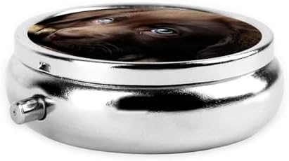 Pill Box 3 Compartment Medicine Pill Case for Pocket or Purse Mini Metal Pillcase Puppies Dog Pill Holder Vitamin Organizer Portable Travel Pills Container to Hold Supplements Vitamins